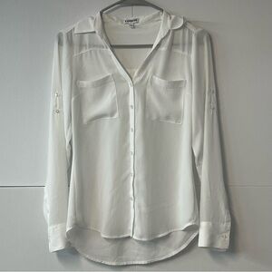 Women’s Express Button Down Sheer White Blouse. Size XS.
